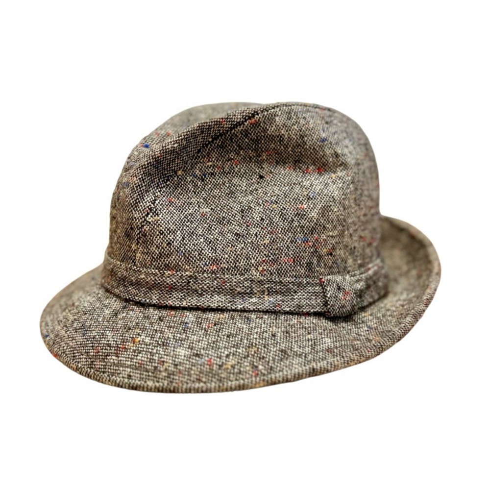 VTG United Hatters Cap Millinery Men’s Speckled Grey Tweed Fedora Sz Small
